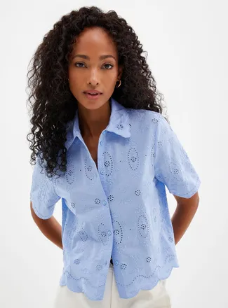 Contemporaine Womens Scalloped collar broderie anglaise shirt