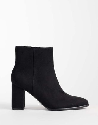 New Look stivaletti in camoscio sintetico con tacco neri-Nero