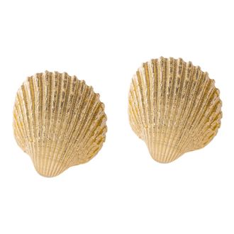 Federica Tosi Accessoires, Dames, Beige, ONE Size, Ariel Vergulde Clip-On Oorbellen