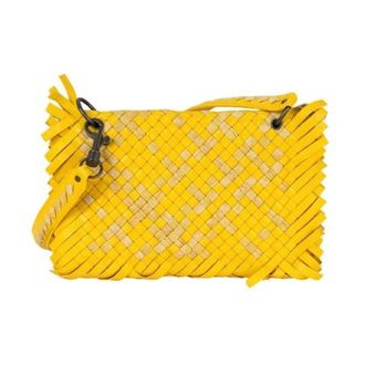 Bottega Veneta Pre-owned Intrecciato Schoudertas - Dames - Pre-owned - Geel - Maat: ONE Size Leer