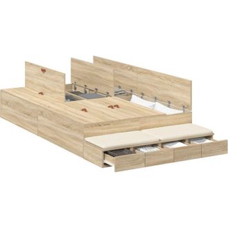 vidaXL Vidaxl - Cama Con Almacenamiento Roble Sonoma 236.5 X 120 X 31.5 Cm