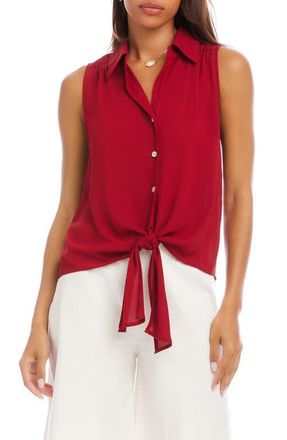 Karen Kane Sleeveless Tie Front Crepe Top in Red at Nordstrom, Size X-Large
