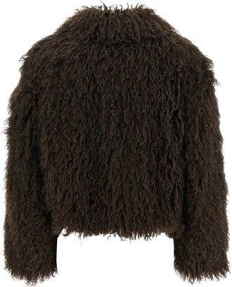Tagliatore Eco-Fur Crop Jacket - Brown