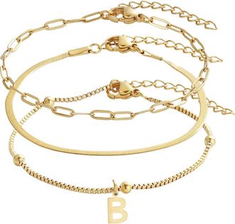 Adornia Set of 3 Tarnish Resistant 18K Gold Plated Chain Bracelets in Gold-B at Nordstrom Rack