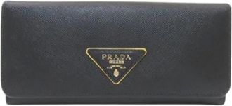 Prada Pre-owned Wallets, female, Black, Size: ONE SIZE Pre-owned Saffiano Long Wallet