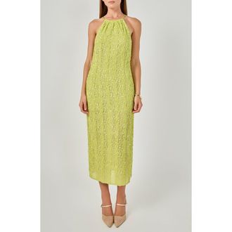 endless rose Sequin Halter Maxi Dress in Avocado at Nordstrom, Size X-Small