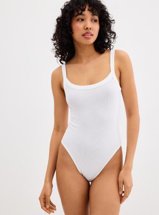 Miiyu Womens Thin straps ribbed scoop-neck bodysuit