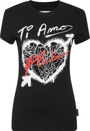 Philipp Plein T-Shirt Ronde Hals - Dames - T-shirts - Zwart - M - Katoen - Tops