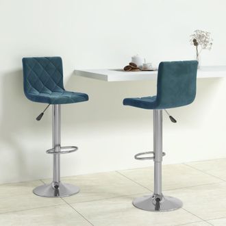 vidaXL Taburetes De Cocina 2 Unidades Terciopelo Azul Vidaxl