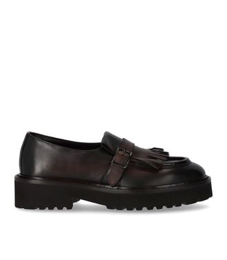 Doucal's Deco Dark Brown Loafer With Fringe