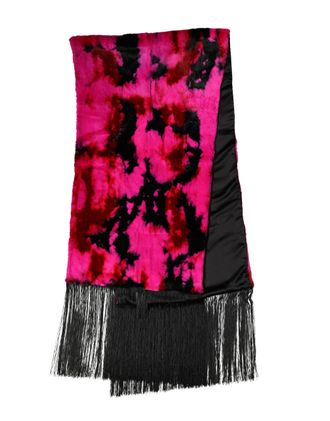 Dolce & Gabbana Womens Pink Black Faux Fur Neck Wrap Fringes 200cm X 59cm Scarf Lapin