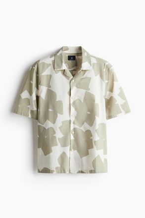 H&M Freizeithemd aus Baumwolle in Regular Fit - Beige/Gemustert