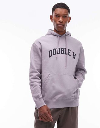 Wood Wood Double A By Wood Wood - James - Felpa in cotone color grigio lilla con cappuccio e logo