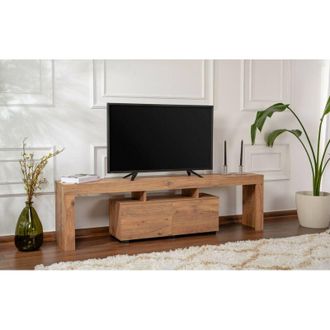 Dmora Dmora - Mueble De Televisi&oacute;n Andarna, Aparador De Sal&oacute;n, Mueble Bajo Para Tv, Base De Pared Equipada, 180x31 H50 Cm, Blanco