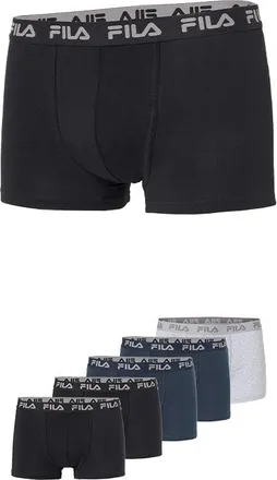 Fila Boxer FILA MAN BOXER SHORTS, Herren, Gr. XXL, 2x schwarz, 2x navy, 1x grau, Jersey, Obermaterial: 95% Baumwolle, 5% Elasthan, k&ouml;rpernah, Unterhosen Bo