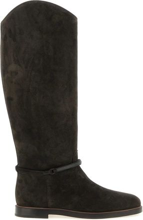 Brunello Cucinelli Schoenen, Dames, Zwart, 39 1/2 EU, Su&egrave;de, Monili Su&egrave;de Enkellaarzen