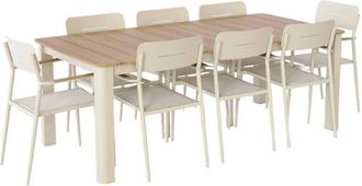 Sweeek Aluminium garden table 201cm + 8 chairs beige - Edera + Fira