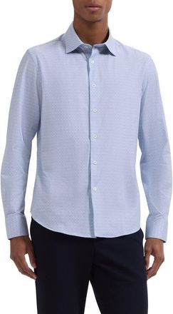 Bugatchi James OoohCotton Geo Stripe Button-Up Shirt in Ether at Nordstrom, Size Xxx-Large