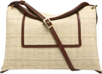 Wandler Penelope Slouch Raffia Shoulder Bag in Beige Raffia at Nordstrom