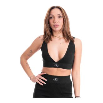 Calvin Klein Jeans Dames, Tops, Zwart, Maat: L Leer