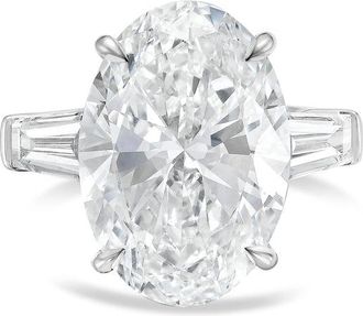 Diana M. Jewels Platinum 5ct lab grown oval diamond ring with baguettes on the sides