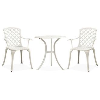 Berkfield Home 3 Piece Bistro Set Cast Aluminium White