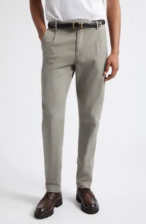 Eleventy Cotton Stretch Twill Tapered Pants in 07 Military Green at Nordstrom, Size 32