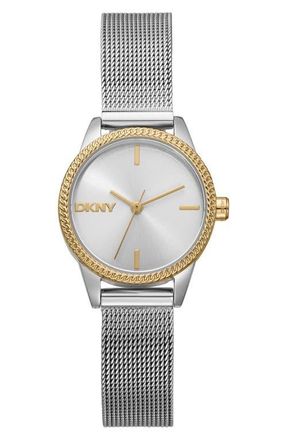 DKNY Milanese Mesh Strap Watch, 26mm in Silver at Nordstrom