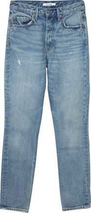 GRLFRND High-Rise Straight Leg Jeans in Blue Cotton