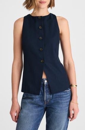 Madewell Crewneck Cutaway Drapey Twill Vest in Midnight Navy at Nordstrom Rack, Size 10