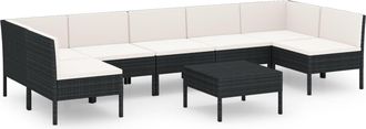 vidaXL 8 Pcs Garden Lounge Set Con Vime Pe Negro