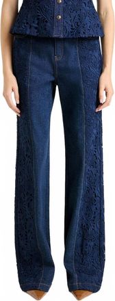 Cinq &agrave; Sept Francine Lace Combo Pants In Indigo Denim