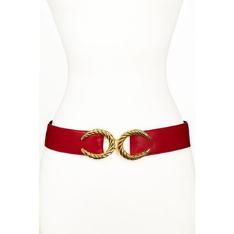 Raina CC Buckle Leather Belt in Red at Nordstrom, Size Medium