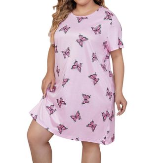 Generic Nightdresses For Women Uk Plus Size - Floral Pyjamas Set For Women - Sleepwear Short Sleeve Nightgown With Flowers Nightdresses With Sleeves Nightwear