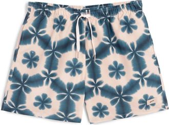 Bather Mens Garden Shibori Swim Trunk In Teal