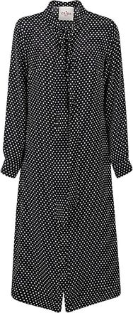Crida Milano Polkadot zijden midi-jurk - Dames - Shirt Kleedjes - Zwart - L - Kleedjes