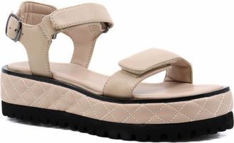 All Black Womens Quilted Vel Sandals In Beige