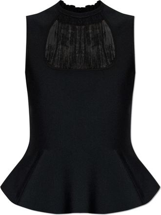 Alexander McQueen Top met een opstaande kraag - Dames - Tops zonder mouwen - Zwart - S - Tops
