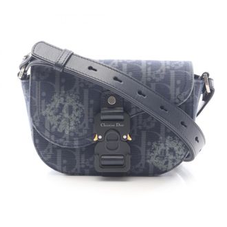 Dior Navy Canvas Leather Handbag Shoulder Bag (Pre-Owned)