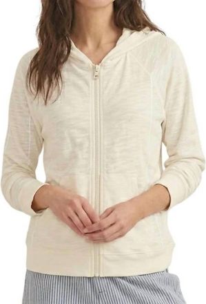 Eddie Bauer Lightweight Slub Full Zip Hoodie Jacket In Cream Ivory