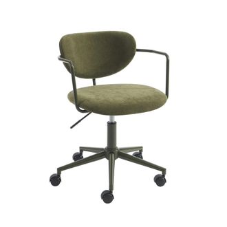 Pantone Silla de oficina de tela verde oliva con ruedas