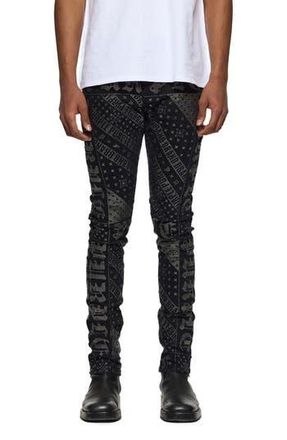 Purple Hotfix Crystal Gothic Flag Skinny Jeans in Black at Nordstrom Rack, Size 29