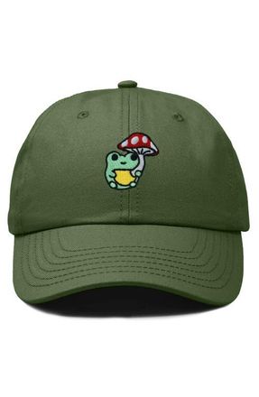 Dalix Mushroom Frog Embroidered Hat in Olive at Nordstrom