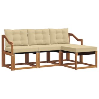 vidaXL Conjunto De Sof&aacute;s De Exterior Con Coj&iacute;n 4 Pcs Natural Y Beige Vidaxl