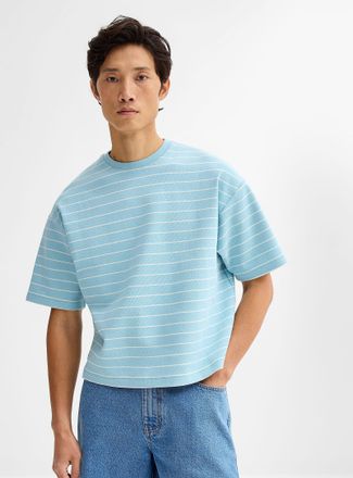 Le 31 Mens Striped thick jersey T-shirt Oversized fit