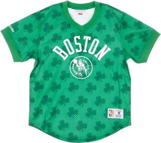 Mitchell & Ness Jersey BA Wordmark Mesh V-Neck Boscel - Heren - T-shirts - Groen - L - Tops