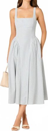 Astr Vinya Bow-Back Midi Dress In Blue Plaid