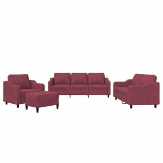 vidaXL Vidaxl - Juego De Sof&aacute;s Con Cojines 4 Piezas Tela Rojo Tinto
