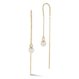 Ember Fine Jewelry 14K Gold Pearl Threader Earrings
