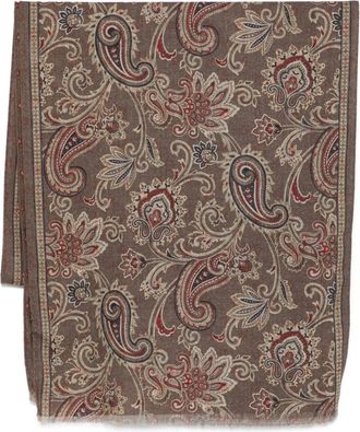 Dell'Oglio Sciarpa con frange e stampa paisley - Marrone